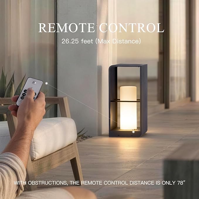 Modern Floor Lamp with Remote (Adjustable Brightness), Dusk to Dawn Outdoor Solar Lanterns Waterproof IP65, Unique Floor Lamps, 3000K Solar Outdoor Lamp for Patio Backyard Garden Deck Decoration