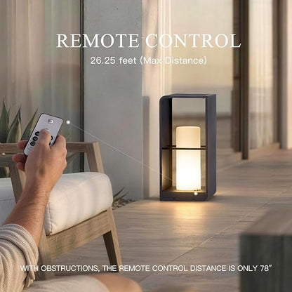 Modern Floor Lamp with Remote (Adjustable Brightness), Dusk to Dawn Outdoor Solar Lanterns Waterproof IP65, Unique Floor Lamps, 3000K Solar Outdoor Lamp for Patio Backyard Garden Deck Decoration