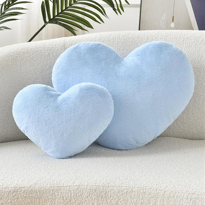 Petrella Heart Pillow Cute Fuzzy Pillows Throw Pillows for Bed Livingroom Home Decor Cushion Decorative Aesthetic Preppy Pillows Blue,Large 19"x15"
