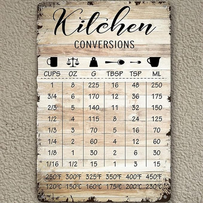 Farmhouse Rustic Kitchen Signs Wall Decor Funny Kitchen Conversion Chart Metal Tin Sign Rustic Style Pantry Home Decor 8x12 Inch