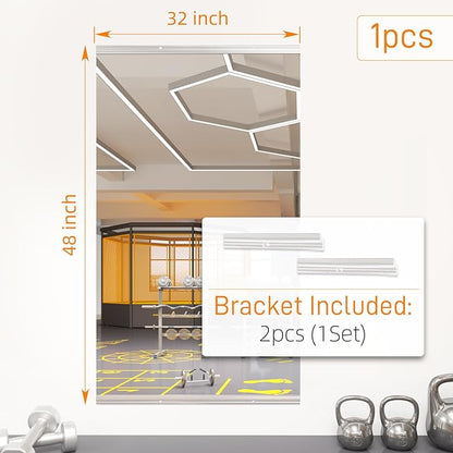 pertetey Home Gym Mirror, 48X32 Inch(1Pack) Large Frameless Tempered Glass Full Body Wall Mounted Mirror for Gym, Yoga, Exercise, Dance Studio