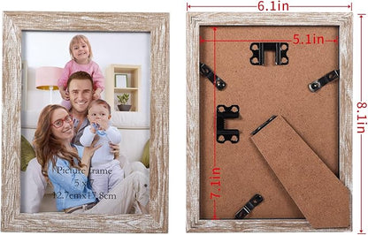 Giftgarden 5x7 Picture Frame Distressed Beige White Set of 12, Multi Rustic Wood Grain 5 by 7 Photo Frames Bulk for Wall or Tabletop Display