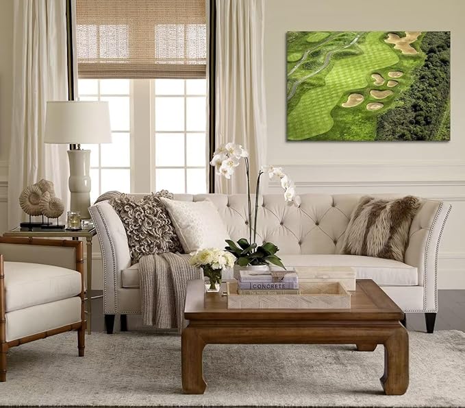 Golf Course Canvas Canvas Wall Art for Living Room Bedroom Bathroom Home Decorations Golf Course Picture Poster Framed Artwork Giclee Print Ready to Hang(18''H x 24''W)