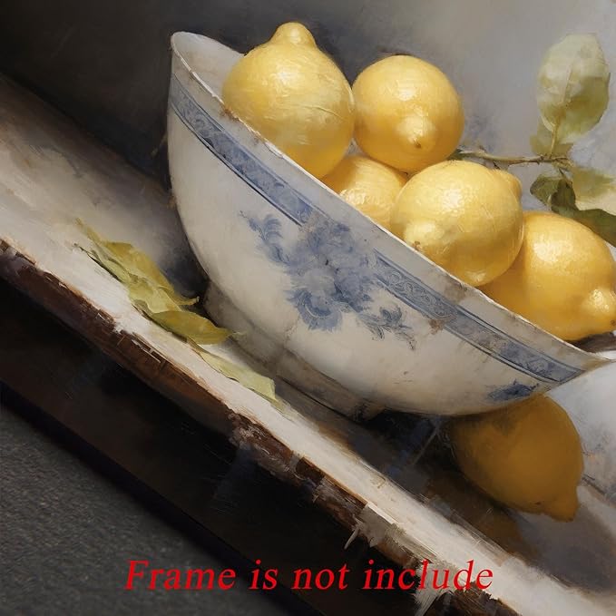 uniro Vintage Wall Art Prints, Vintage Lemons Still Life Canvas Art Prints Painting, Antique Fruit Wall Art Picture, Rustic Kitchen Art Farmhouse Wall Decor for Kitchen, Dining Desktop Decor - ( 8" x 10"-UNFRAMED)