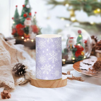 ALAZA Gray White Winter Snowflakes Christmas Flickering Flameless Candles Battery Operated with Remote Timer,Tea Light Candles LED Pillar Votive Candles Set of 2 for Outdoor Indoor Decorations