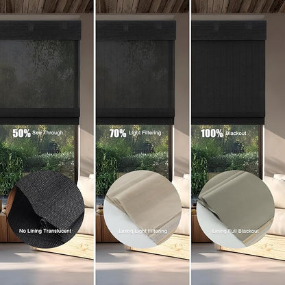 Motorized Bamboo Roman Shades, Motorized Blinds with Remote Compatible with Homekit, Alexa GoogleHome, Smart Wood Woven Shades for Indoor Windows, Customize, Carbon Shade