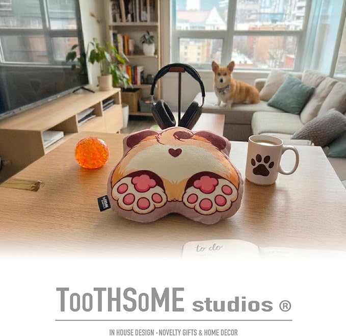 Toothsome Studios Pug Dog Shape Butt Pillow, Polyester Cotton Stuffed Throw, Novelty Animal Design, Multi-Color, 12 Inches (Pug)