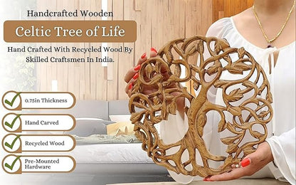DharmaObjects Handcrafted Wooden Celtic Tree Of Life Wall Decor Hanging Art 2004 (Black)