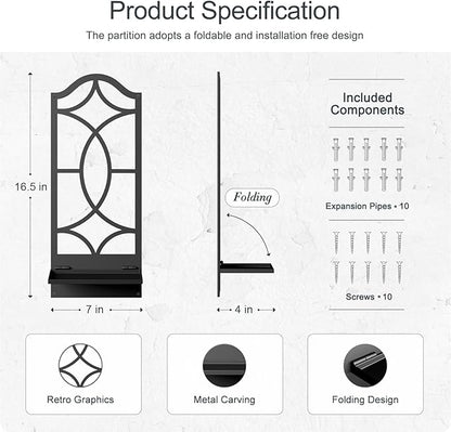 Candle Wall Sconces Set of 2, Black Metal Wall Art Decor for Living Room, Dining Room, Bedroom, Bathroom (16.5 x 7 in)