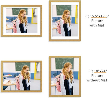 Picrit 18x24 Picture Frame Set of 12, Display Photos 16 x 20 with Mat or 18 x 24 without Mat, Wall Gallery Poster Frames Display for Home Decor, Gold
