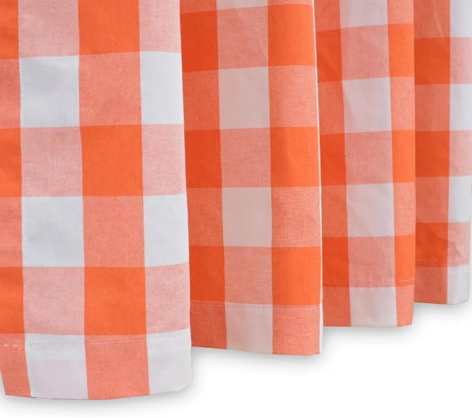 3 Pieces Tier Curtains and Valance Set Buffalo Check Kitchen Tiers Plaid Gingham Grommet Top Classic Short Small Cafe Curtains Country Farmhouse Cafe Bathroom 54"x18"/32"x30" Orange & White