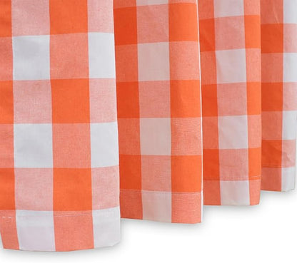 3 Pieces Tier Curtains and Valance Set Buffalo Check Kitchen Tiers Plaid Gingham Grommet Top Classic Short Small Cafe Curtains Country Farmhouse Cafe Bathroom 54"x18"/32"x36" Orange & White