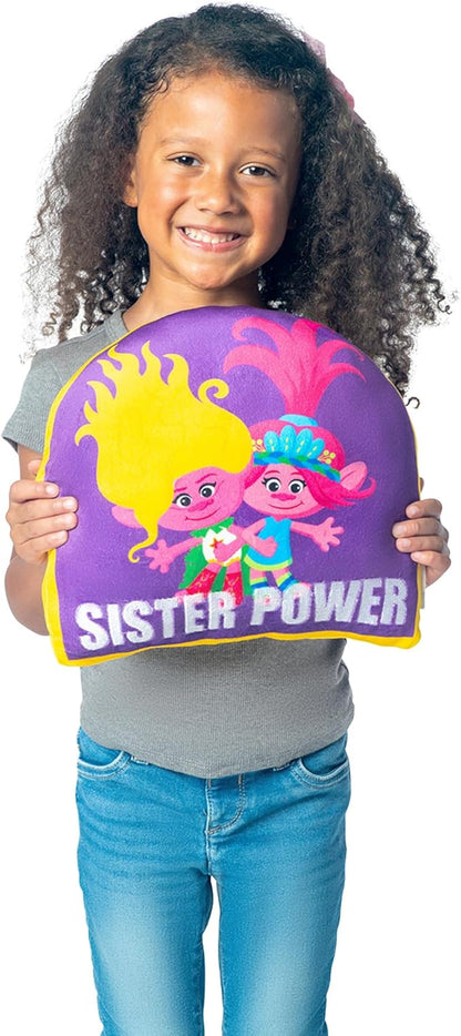 Northwest Trolls Sister Power Cloud Pillow 12" – Plush Kids Stuffed Toy, Colorful Cartoon Bedroom Decor, Gift for Girls & Trolls Fans