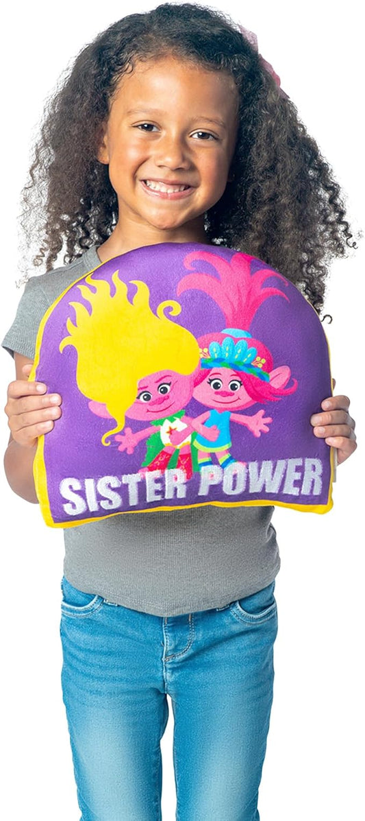 Northwest Trolls Sister Power Cloud Pillow 12" – Plush Kids Stuffed Toy, Colorful Cartoon Bedroom Decor, Gift for Girls & Trolls Fans