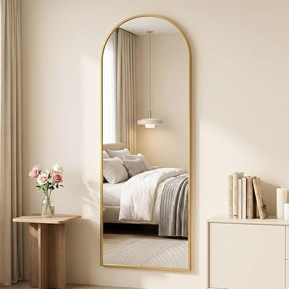 Antok Full Length Over-the-Door Hanging Mirror - Freestanding Wall Mount Leaning Body Mirror for Bedroom Living Room Entryway, 58" L x 20" W, Gold