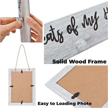 4X6 Picture Frames Farmhouse Rustic Vintage Distressed Solid Wood Photo Frame with HD plexiglass Hanging Picture Frame Wall Decor for Living Room, Set of 3