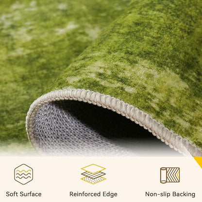 RELEANY Washable Area Rugs 8'x10' Non-Slip Modern Abstract Soft for Living Room Entryway Bedroom Nursery, Print Pattern, Grass Green