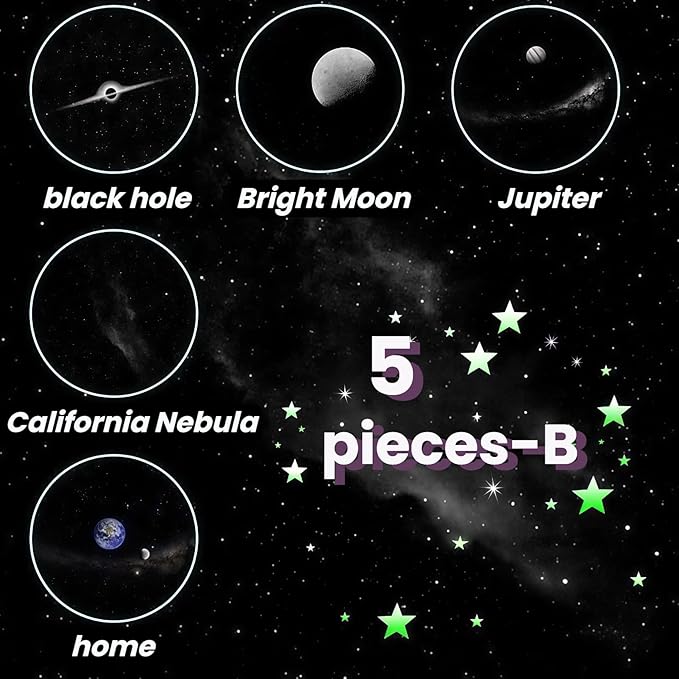 2-in-1 Galaxy Projector Night Light, USB Powered with Flexible Gooseneck & Touch Control for Bedroom, Car (5 Pieces-B)