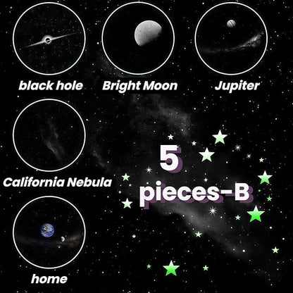 2-in-1 Galaxy Projector Night Light, USB Powered with Flexible Gooseneck & Touch Control for Bedroom, Car (5 Pieces-B)