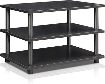 Furinno TURN-N-TUBE TV Stand, 3-Tier Corner Entertainment Center, Open Shelf Design TV Console for TV up to 25 Inch, Toolless Assembly, for Living Room, Bedroom, Blackwood