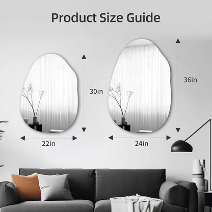 Irregular Bathroom Mirror 24x36 Inch, Frameless Asymmetrical Wall Mirrors with Tempered Glass for Bedroom Bathroom Living Room or Entryway