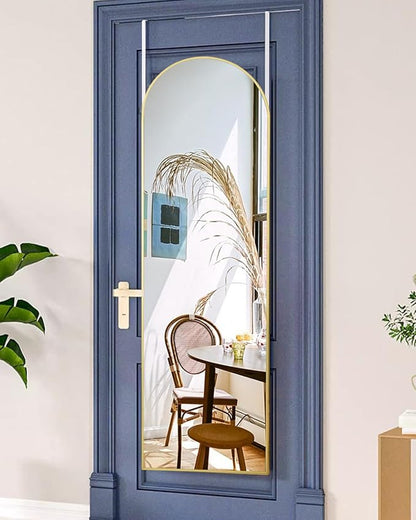 Full Length Mirror - 14'' x 48'' Arched Hanging/Leaning Mirror, Home Decor, Gold