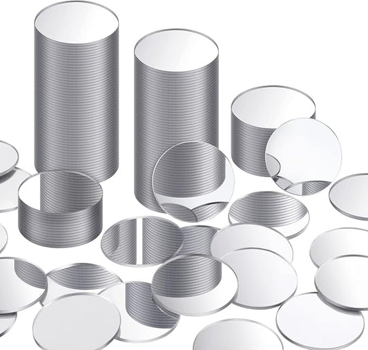 Blulu 200 Pieces Small Round Mirrors for Crafts Adhesive Round Bulk Mirror Tiny Circles Craft Acrylic Tiles for DIY Projects, Wall, Table & Art Decor Essentials (1 Inch)