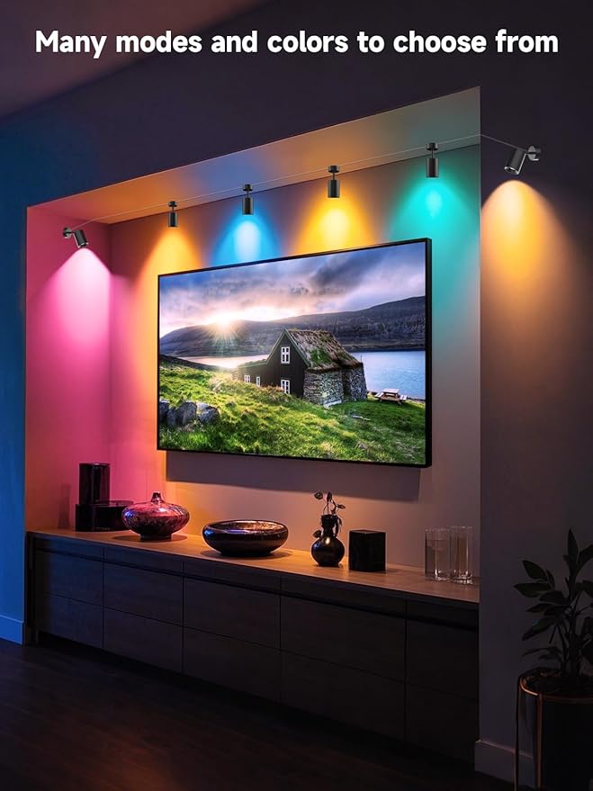 Tyute LED Spot Lights Indoor, RGB Color Changing Uplighting with App & Remote Control, Music Sync, Timer Function, Ambient Lighting Indoor Spotlight for Living Room Bedroom Party Decoration