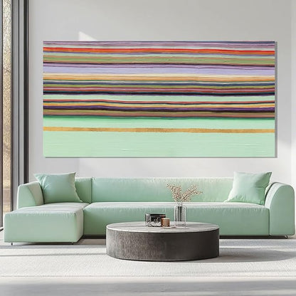 ZENPEE Green Canvas Wall Art - Modern Wall Decor Hanging Decor, Eclectic Wall Art, Dining Room Wall Decor, Room Posters for Living Room, Bedroom, Office Entryway, Hanging Art, 29" x 58"