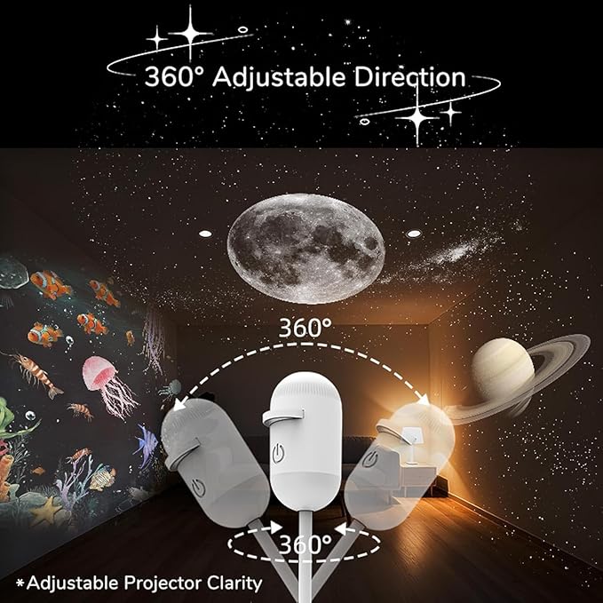 2-in-1 Galaxy Projector Night Light, USB Portable Starry Sky Night Light Projector for Bedroom, Mini LED Nightlight Wall Lamp for Kids & Adults, Dreamy Ceiling Decor (12 Projection Films)