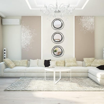 3 Set. Round Mirrors for Wall Decor Living Room Bedroom Bathroom Dining Room Metal Circle Mirror Set Boho Decorative Sunburst Wall Art Accent Entryway - Black 11 in.
