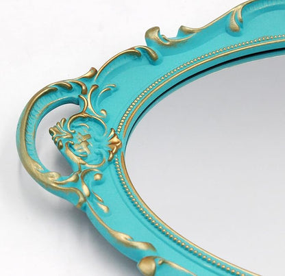 YCHMIR Vintage Small Mirror 14.5 x 10 Inch Oval Blue Wall Mirror