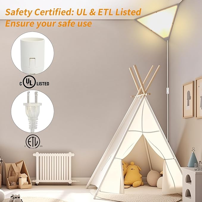 2 Pack Corner Light with 9W LED Bulb and Remote, 3 Color Temperature Corner Lamp, Dimmable Plug in Pendant Light with Acrylic Shade, Plug in Ceiling Light for Living Room, Bedroom