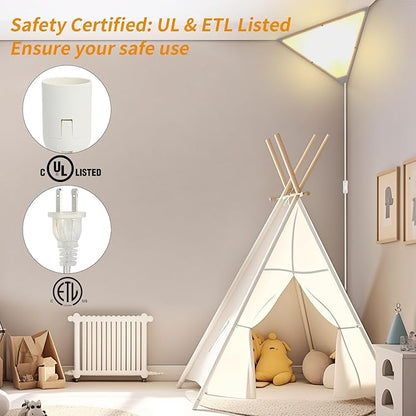 2 Pack Corner Light with 9W LED Bulb and Remote, 3 Color Temperature Corner Lamp, Dimmable Plug in Pendant Light with Acrylic Shade, Plug in Ceiling Light for Living Room, Bedroom