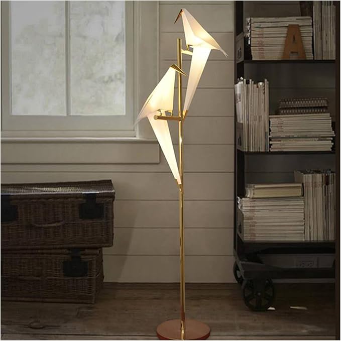 Bird Floor Lamp, 68" Bird Lamp Modern Gold Origami Swing Crane Floor Pendant Light Fixtures for Bedroom Dining Living Room