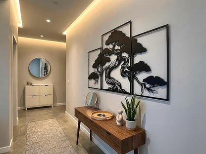 Vailla Tree of Life Wall Art Decor Set of 3 Wall Hanging Sculpture Modern Wall Home Decoration 3D Textured Sculptures for Living Room Bedroom Office Dinnig Room 3 Panels Family Tree Wall Hangings