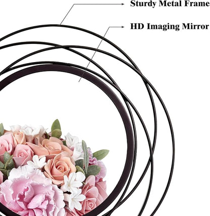 3 Set. Round Mirrors for Wall Decor Living Room Bedroom Bathroom Dining Room Metal Circle Mirror Set Boho Decorative Sunburst Wall Art Accent Entryway - Black 9.5 in.