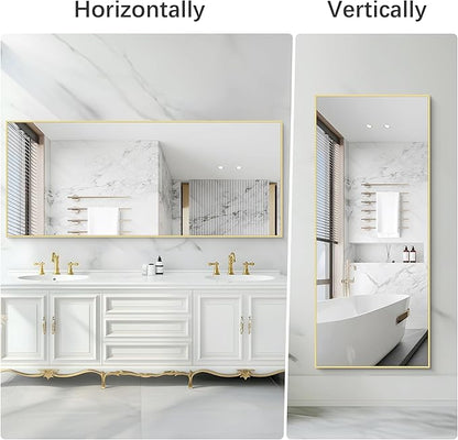 COFENY 36x72inch Bathroom Mirror, Gold Rectangle Mirror with Thin Metal Frame, Large Rectangular Wall Mirrors for Bathroom, Living Roomm, Hair Salon, Big Farmehouse Mirror Hang Horizontal/Vertical