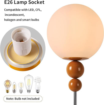 DEC LUCE DECOLUCE LIGHTING Modern Floor Lamps for Living Room, Globe Glass Shade Floor lamp for Bedroom, Standing lamp for Office, Corner(Orange)