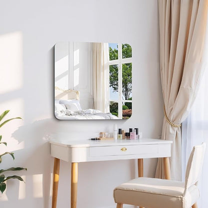 CILIBER Frameless Mirror, 24x24 Square Bathroom Mirrors for Wall Rounded Corner, Frameless Vanity Mirror Over Sink with Polished Edge, 3mm Tempered Glass, Decorative for Bedroom, Living Room, Entryway