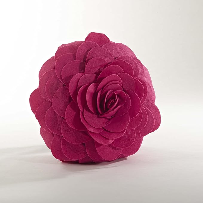 SARO LIFESTYLE Flower Design Poly Filled Throw Pillow, Fuchsia, 16"
