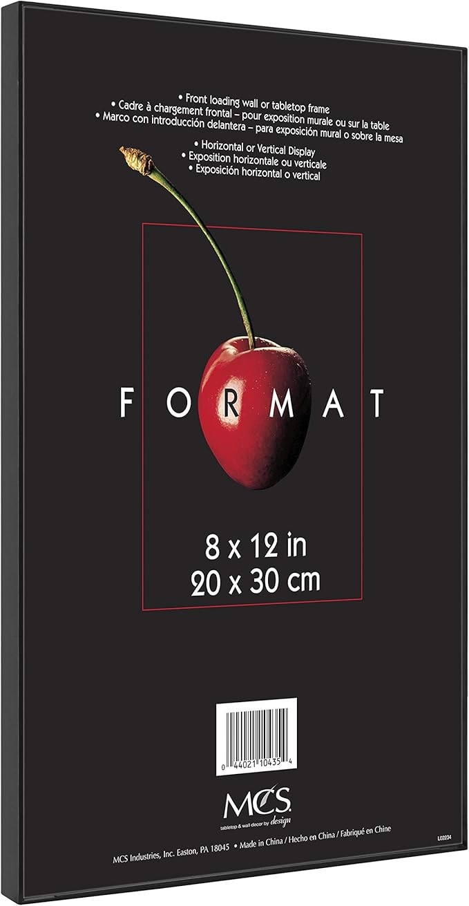 MCS Format 8x12 Picture Frame Black, Gallery Wall Vertical & Horizontal Wall Hanging Picture Frame for Photos & Art Prints (6-Pack)