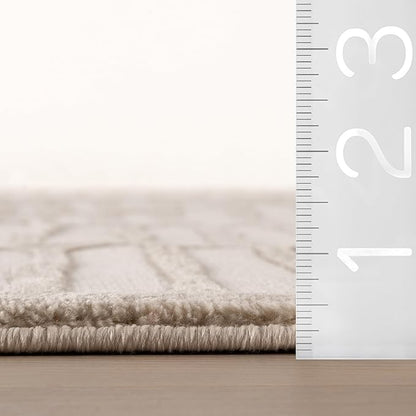Nuloom Kailani Geometric 10' x 13' Machine Washable Area Rug for Living Room Bedroom Dining Room, Cream