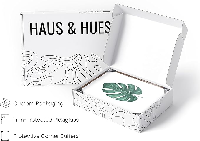HAUS AND HUES Green Plant Art Print Set of 4-16x20 - Walnut Framed