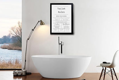 YongArt Toilet Rules Quotes Bathroom Sign - Funny Decor Signs, Funny Bathroom Wall Art, Toilet Art, Guest Wall Decor