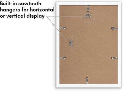 Americanflat 11x15 Picture Frame with Polished Plexiglass - Set of 5 - Use as 8x12 Frame with Mat or Display 11x15 Photo Without Mat - Galleria Collection - Picture Frames for Wall Display - White