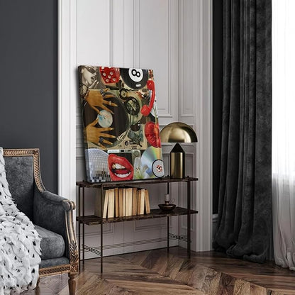 Trendy Leopard Cheetah Wall Art Set of 3, Black Woman Wall Decor Paintings Black Teen Girl Music 8 Ball Poster Canvas Prints Aesthetic for Bedroom Living Room Dorm 16x24 inch Framed