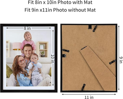 Giftgarden 8x10 Picture Frame with Mat Set of 10, 9x11 Frames Matted to 8” by 10” Photo or 9” x 11” Print without Mat, Multi Gallery Frames for Wall or Tabletop Display