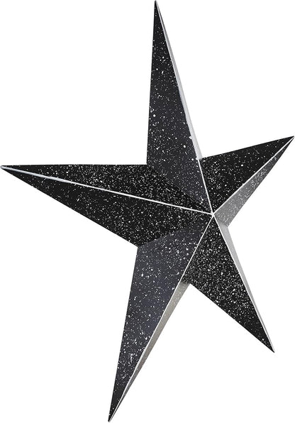 VHC Brands Patriotic Faceted Metal Star Black Wall Hanging 24x24, Independence Day Decor, American Star Design, Distressed Appearance Metal Wall Hanging, Star Shape, Country, Charcoal Black