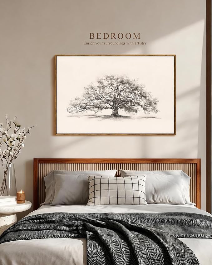 VIYYIEA Framed Canvas Wall Art Home Decor for Living Room, Large Wall Art Canvas Painting Picture Prints Tree, Home Decor Aesthetic Botanical Artwork Office, Ancient Tree, 24 X 36 Inches